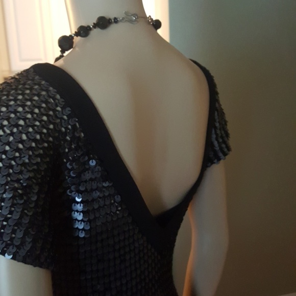 BCBG Navy Blue Sequin Dress Small - Picture 3 of 5